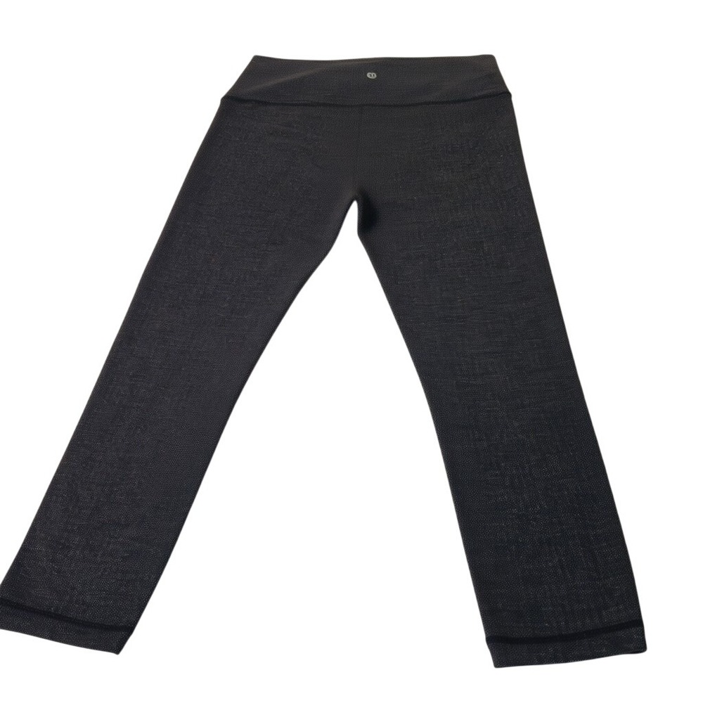 Lululemon Wunder Under Leggings Women 10 Grey Herringbone Cropped Yoga Pants